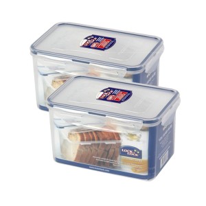 Locknlock Classics Rectangular Plastic Airtight Bread Storage Container, 1.9 Liter, Set Of 2 | COH-724086