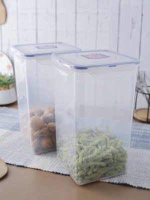 Locknlock Classics Square Plastic Airtight Food Storage Container, 4 Liter, Set Of 2 | NMB-190536