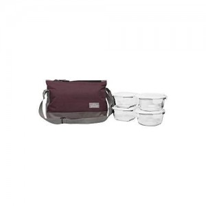 Locknlock Lunch Box With Zipper Closure Lunch Bag Set Of 4 Brown | QKV-169723