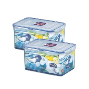 Locknlock Plastic Airtight Food Storage Container With Leak Proof Lid, 3.1 Litre, Transparent | (3.1ltr x 2) | VNG-875421