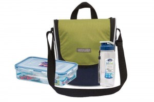 Locknlock Plastic Sling Lunch Box With Bag Set, 2-pieces, Blue/Green | DLP-972061