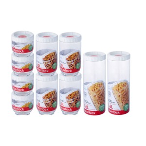 Locknlock Round 500ml x 4 + 1ltr x 4 + 1.6ltr x 2 - Interlock Set | WLU-859302