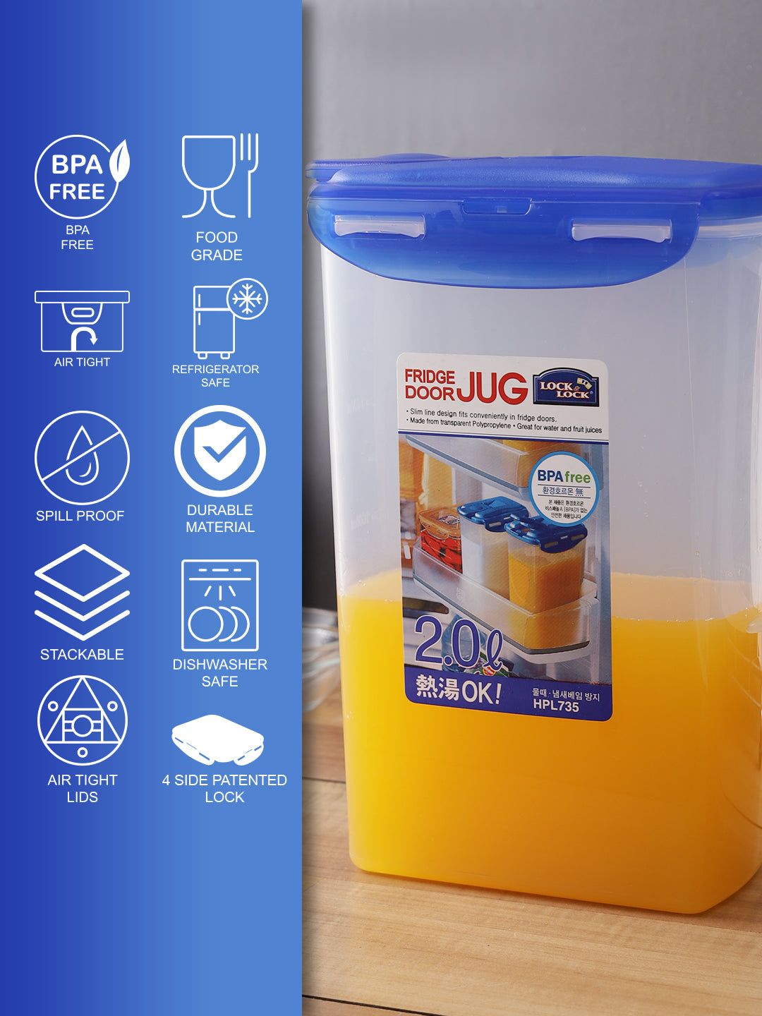 Locknlock Aqua Jug - 2ltr | GVU-687409