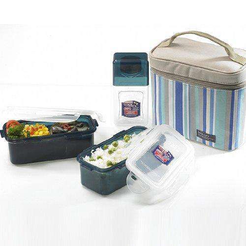 Locknlock Blue Double Zip Bag Lunch Box Set, 3-pieces | JZK-472039