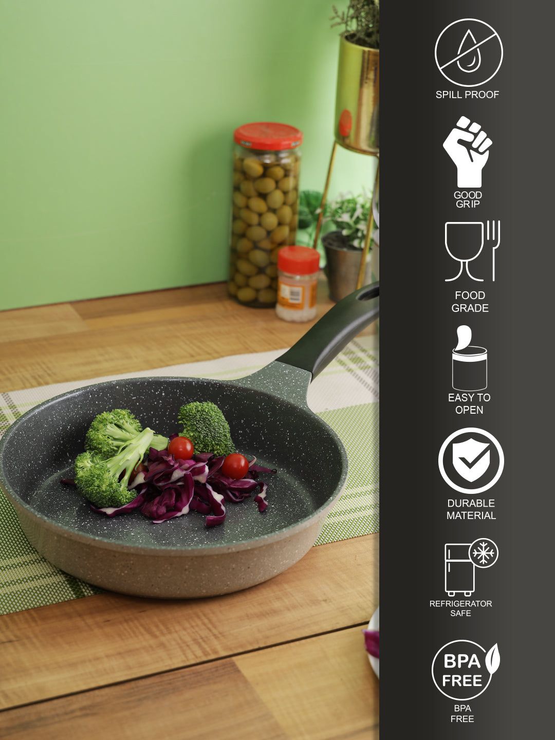 Locknlock Ceramic Marble Coating Stone Fry Pan, 26 Cm, Grey | SQH-695180