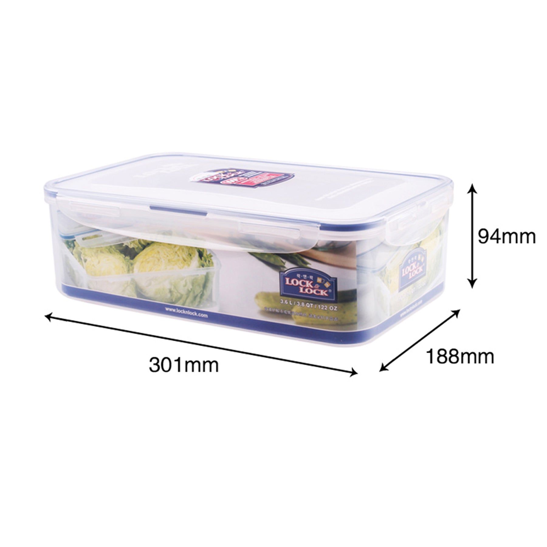 Locknlock Classic Large Semi-tall Rectangular Flat Food Container With Tray | URX-729145