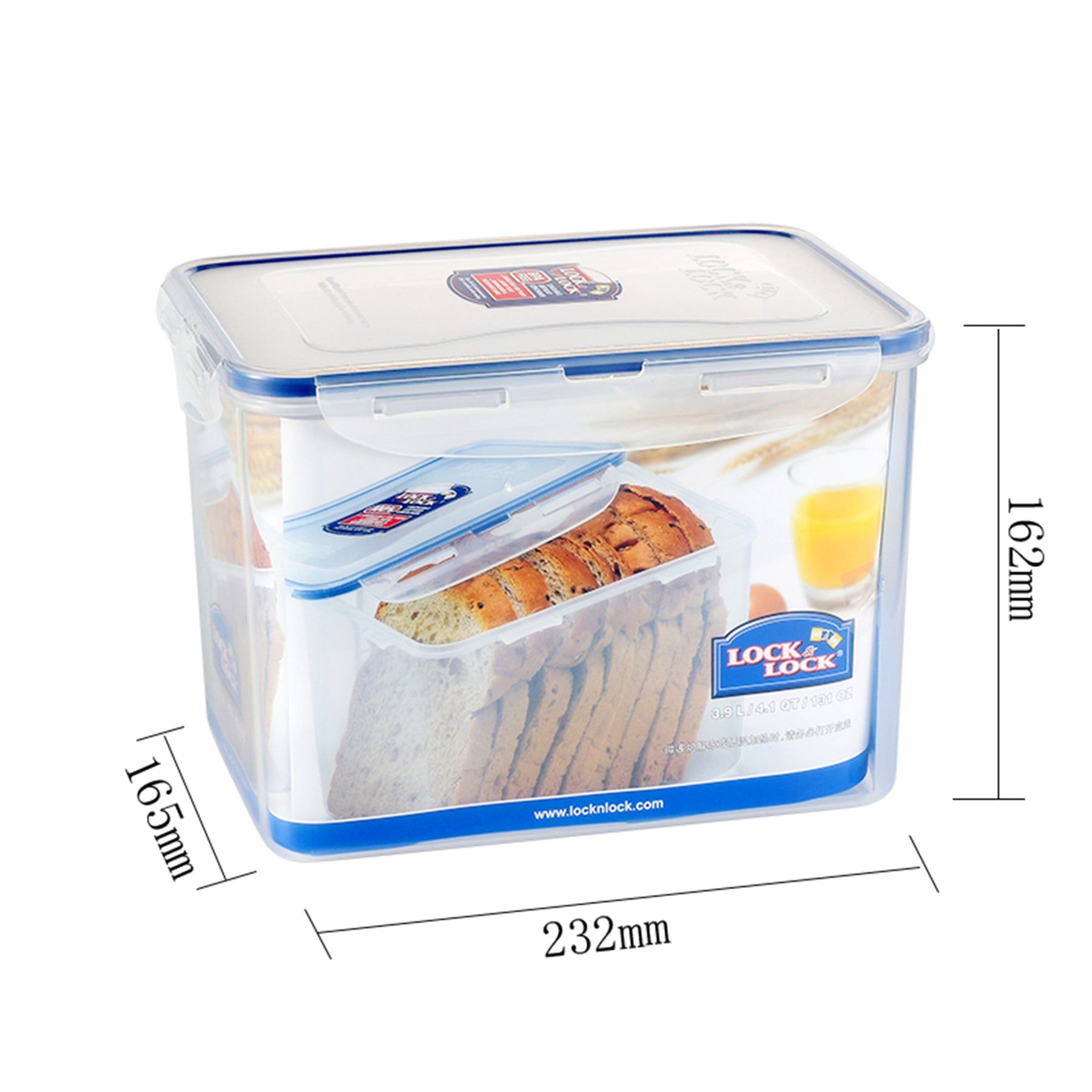 Locknlock Classic Large Semi-tall Rectangular Flat Food Container With Tray | URX-729145