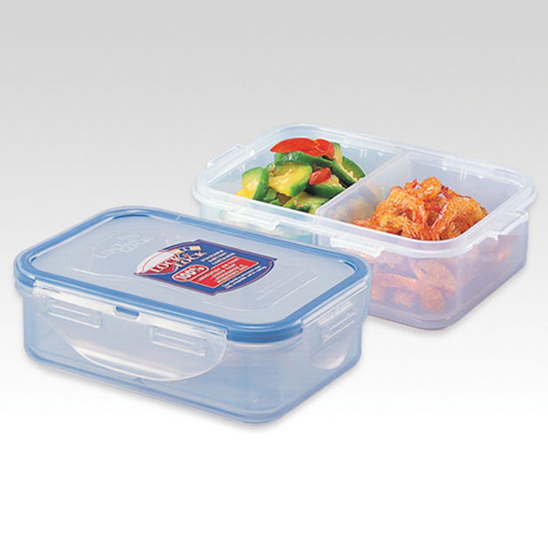 Locknlock Classic Small Flat Rectangular Polypropylene Food Container With Divider | Clear | MLN-078946