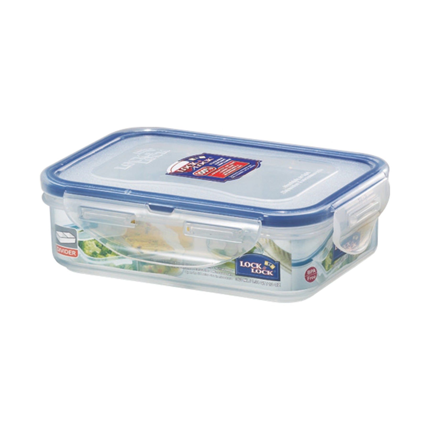 Locknlock Classic Small Flat Rectangular Polypropylene Food Container With Divider | Clear | MLN-078946