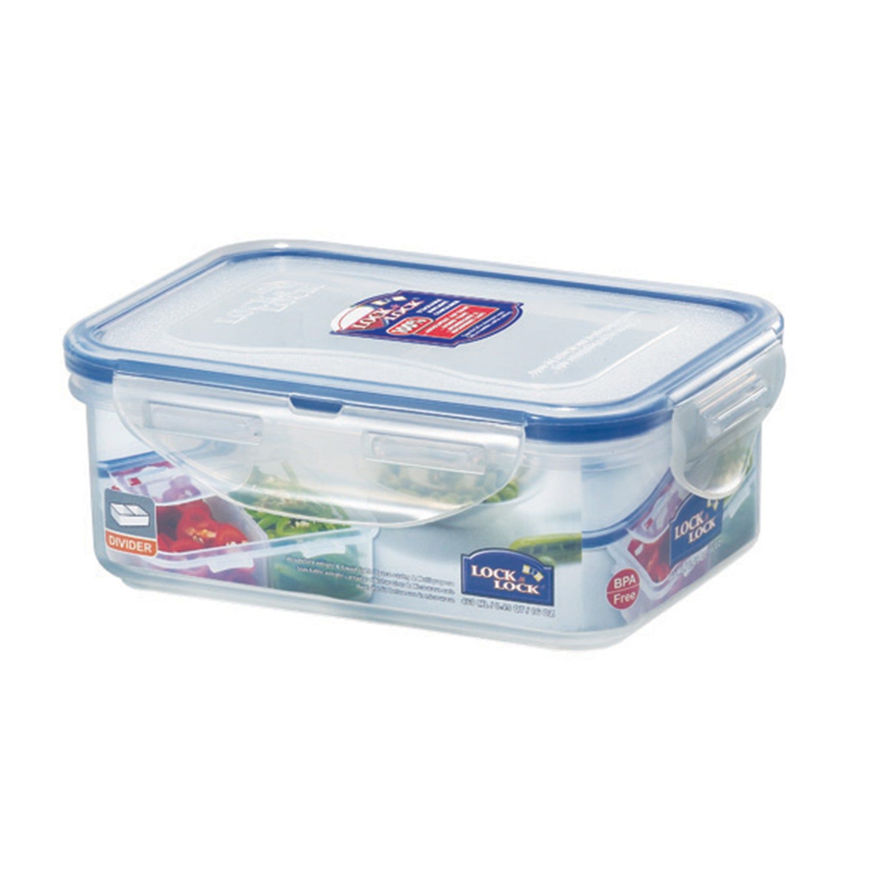 Locknlock Classic Small Flat Rectangular Polypropylene Food Container With Divider | Clear | MLN-078946