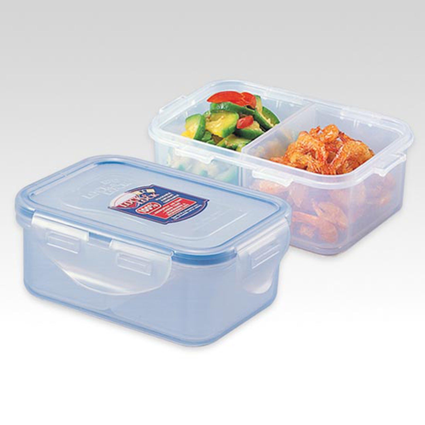 Locknlock Classic Small Flat Rectangular Polypropylene Food Container With Divider | Clear | MLN-078946