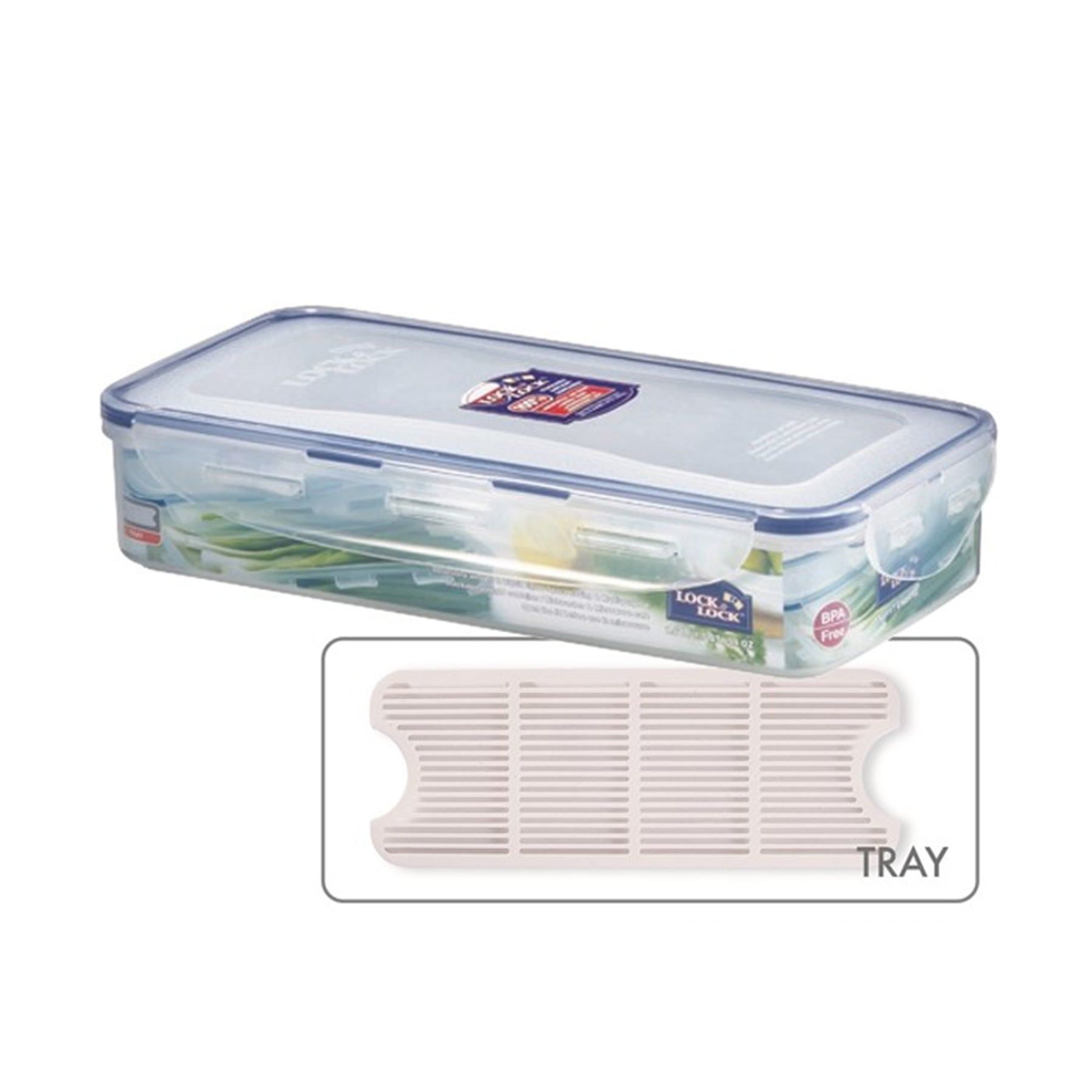 Locknlock Classics Medium Flat Oblong Food Container With Leak Proof Locking Lid And Tray | WBX-846013