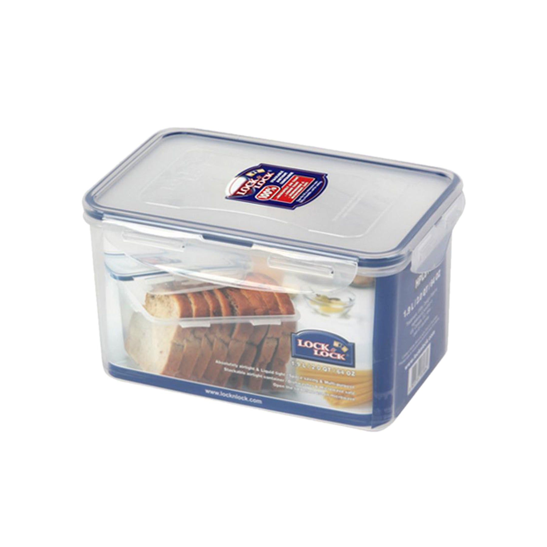 Locknlock Classics Rectangular Plastic Airtight Bread Storage Container, 1.9 Liter, Set Of 2 | COH-724086