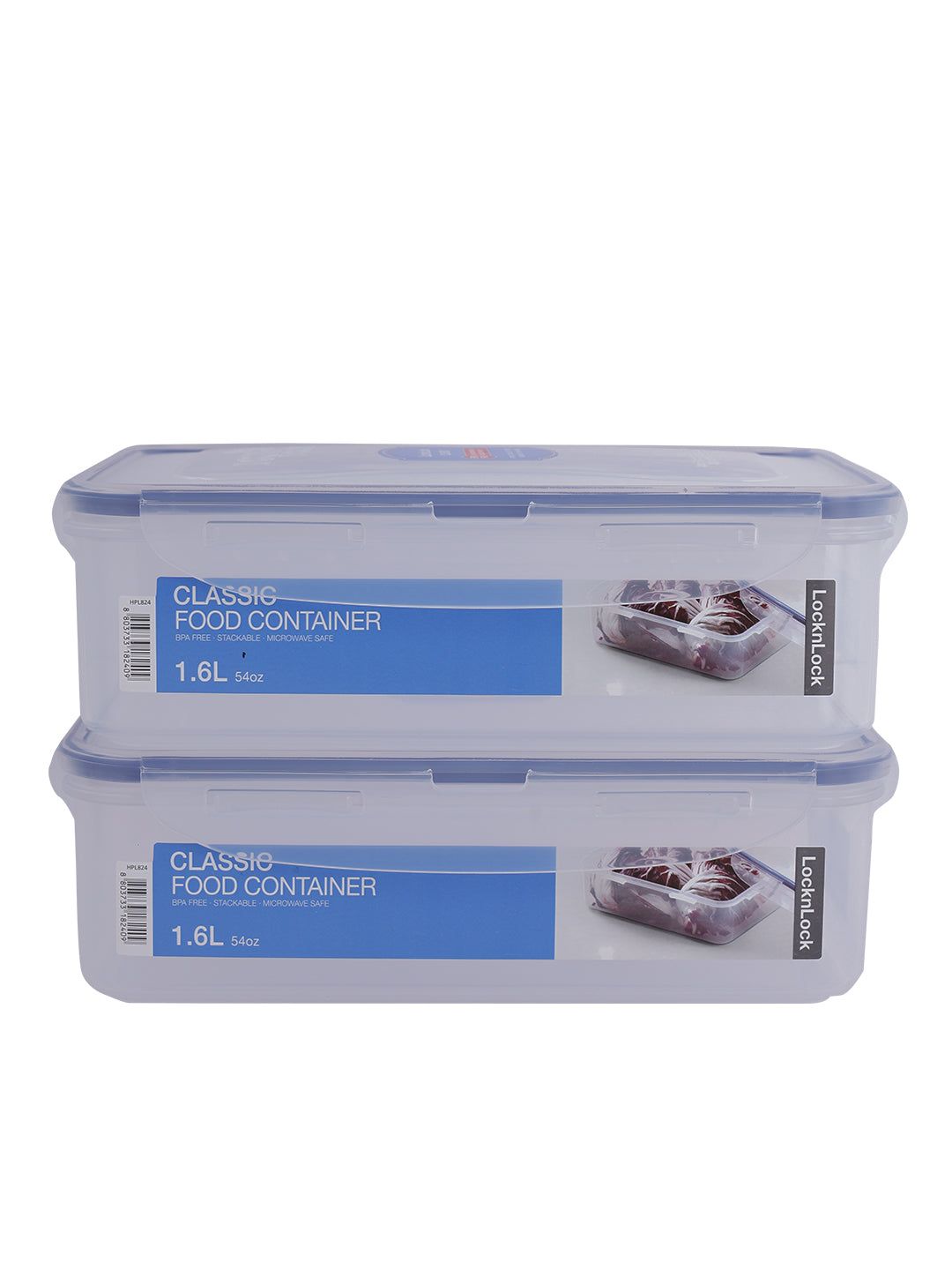 Locknlock Classics Rectangular Plastic Airtight Food Storage Container, 1.6 Liter, Set Of 2 | TUO-519463