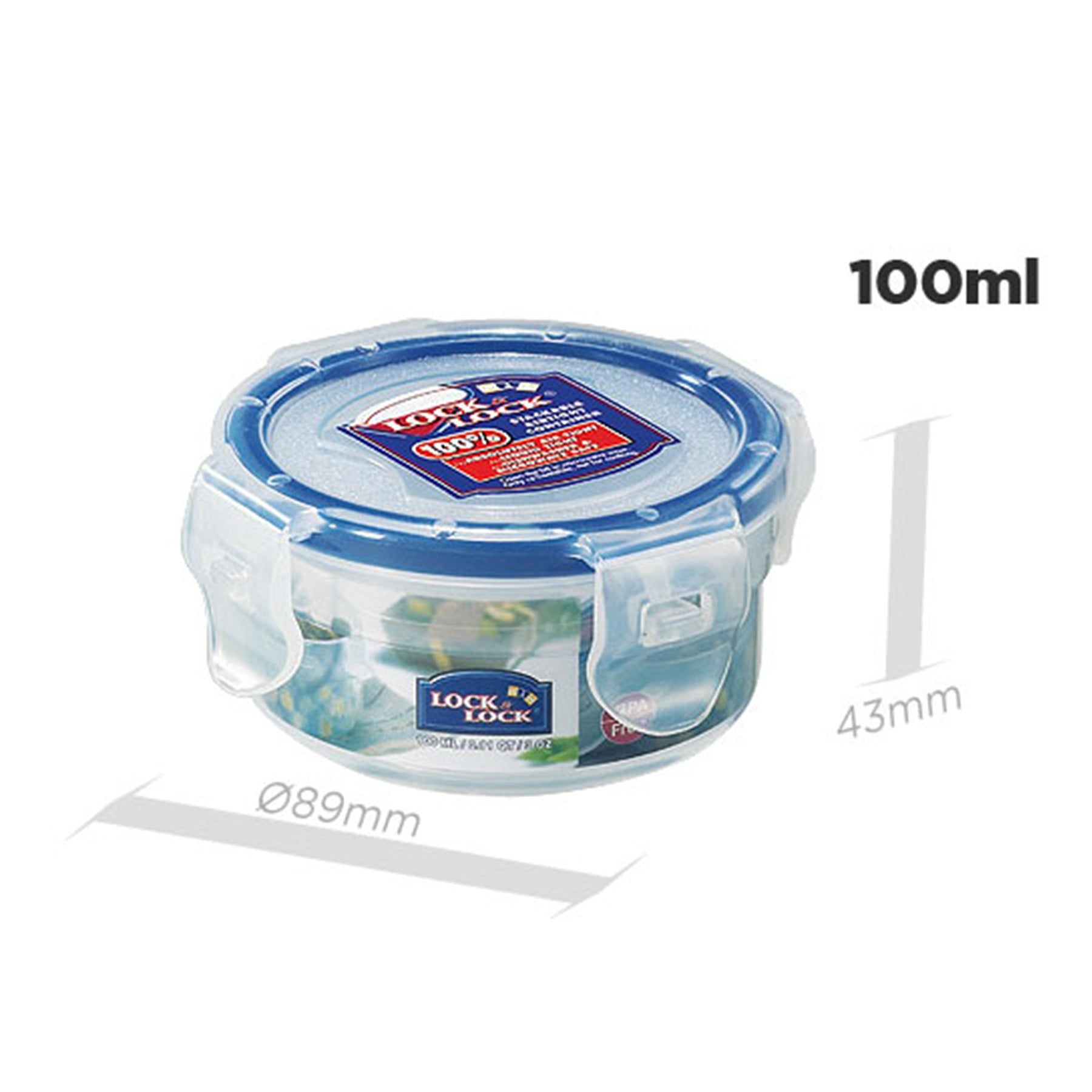 Locknlock Classics Small Round Food Container With Leak Proof Locking Lid, Clear | RGB-136504