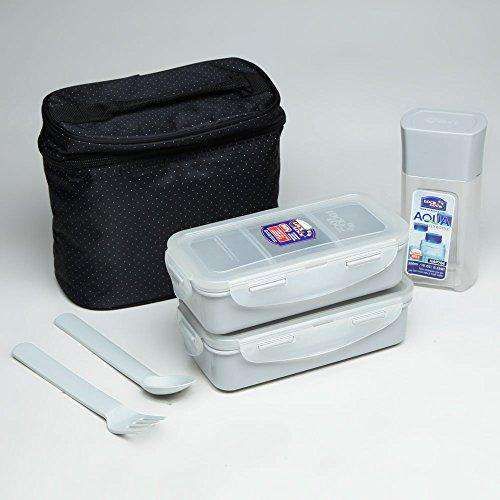 Locknlock Medium Lunch Box Set With Bag, Spoon And Fork, 3 Pieces | QCB-691203