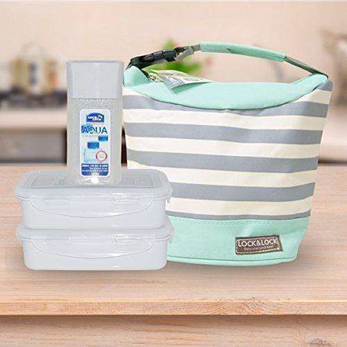 Locknlock Plastic Lunch Box Set With Bag, 3-pieces, Blue | EJW-843092