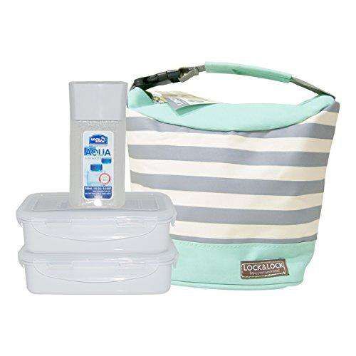 Locknlock Plastic Lunch Box Set With Bag, 3-pieces, Blue | EJW-843092