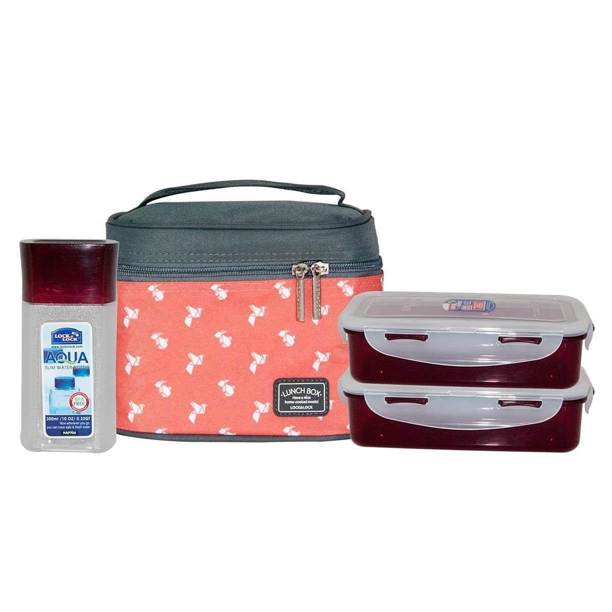 Locknlock Plastic Lunch Box Set With Bag, 3-pieces | GYZ-291504