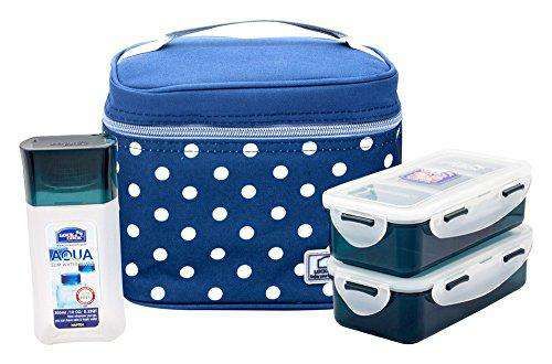 Locknlock Plastic Lunch Box With Polka Bag Set, 4-pieces | UWR-758320