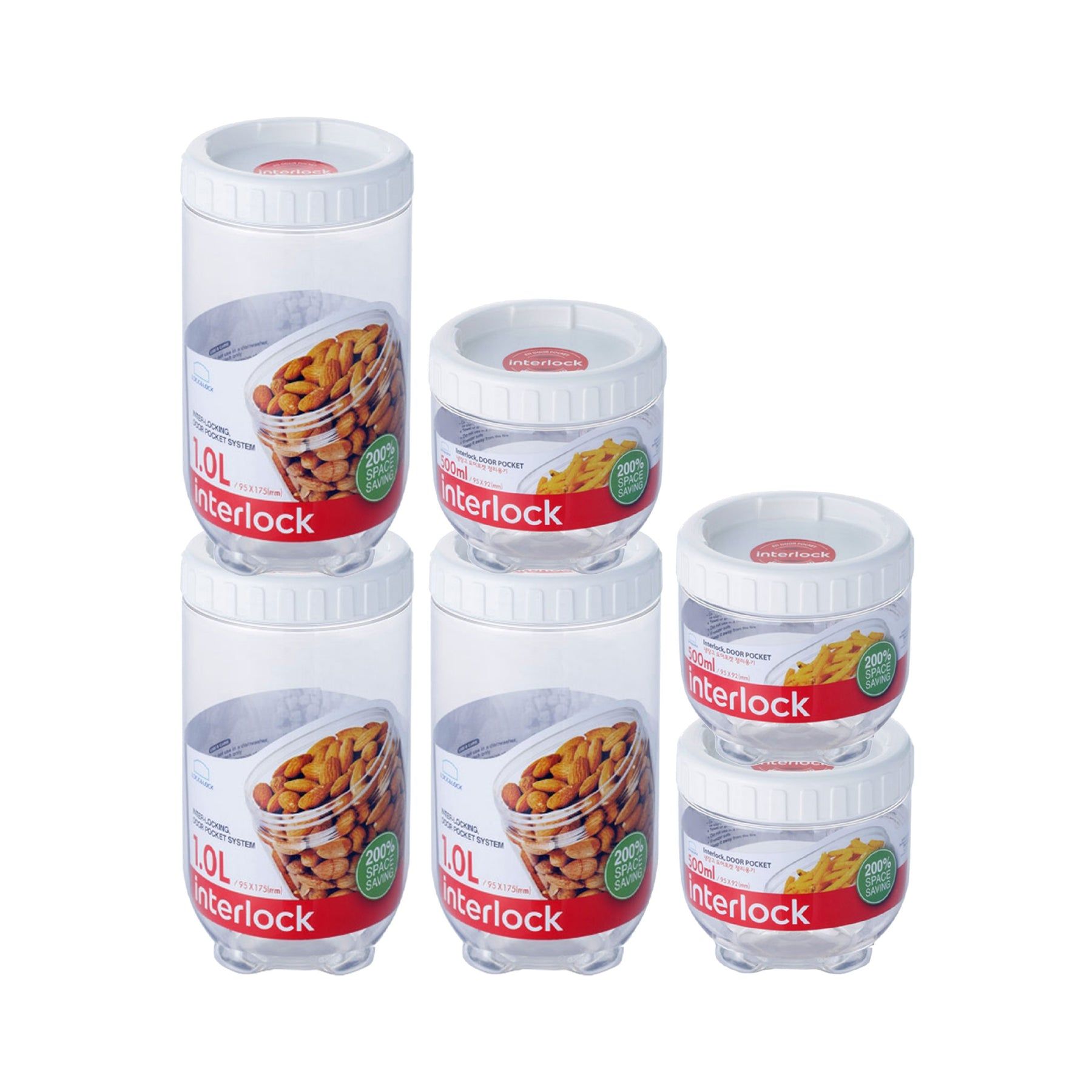 Locknlock Round 1ltr X3 + 500ml x 3 - Interlock Set | MJV-923670