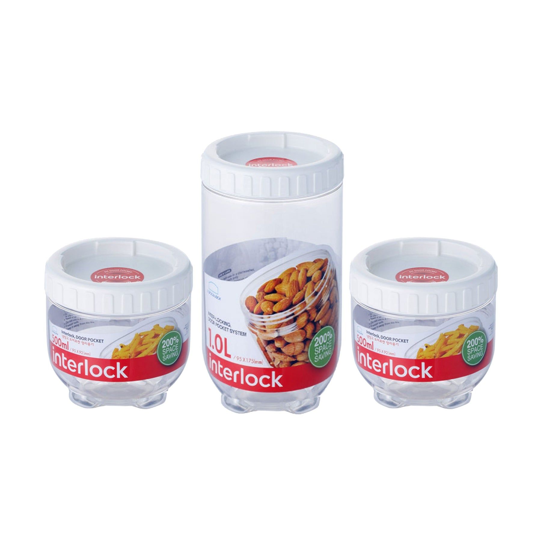 Locknlock Round 500ml x 500ml x 1ltr - Interlock Set | CLB-075412