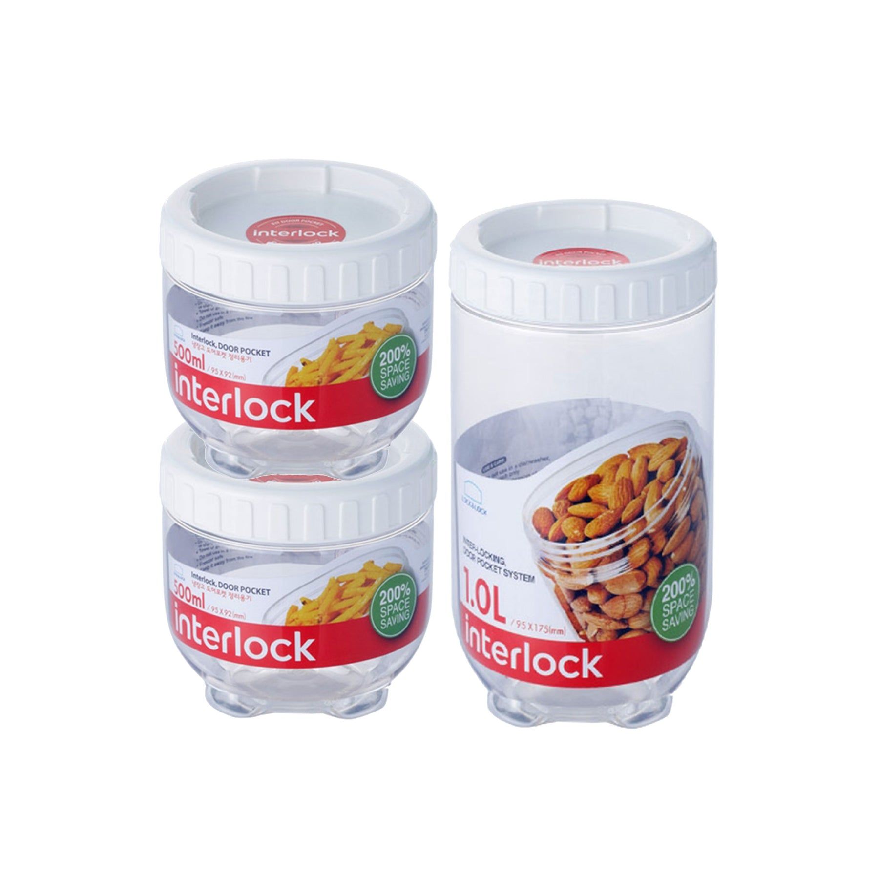 Locknlock Round 500ml x 500ml x 1ltr - Interlock Set | CLB-075412