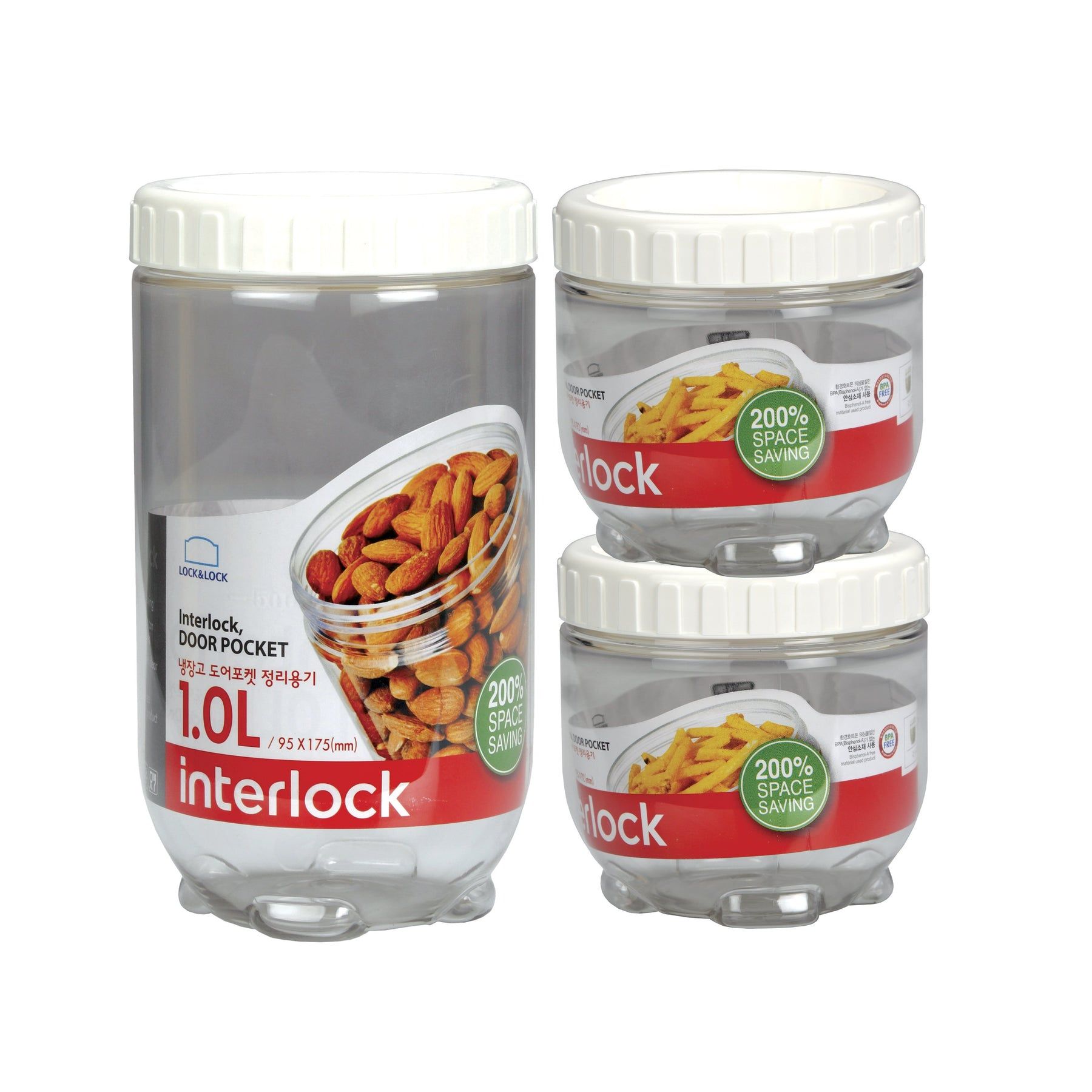 Locknlock Round 500ml x 500ml x 1ltr - Interlock Set | SAY-915436