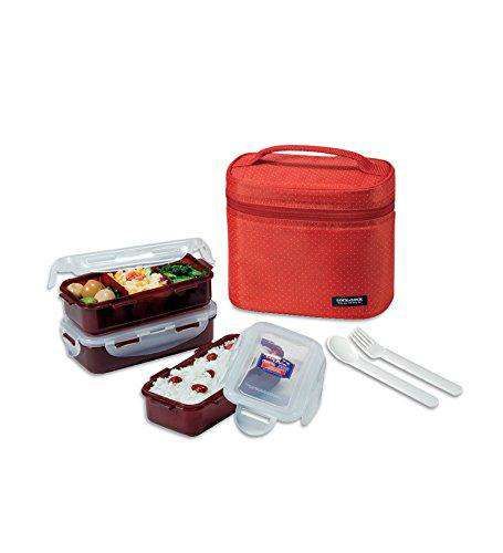 Locknlock Small Lunch Box Set With Bag, Spoon And Fork, 3-pieces | XTF-561083